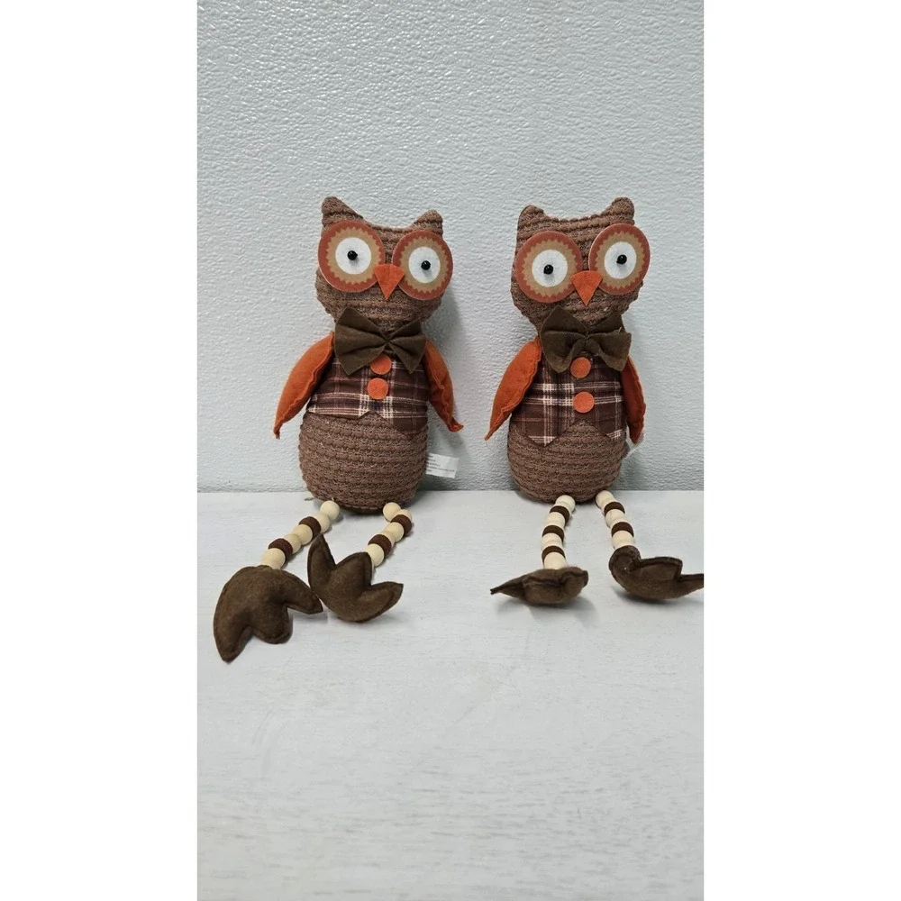 Two Very Cute Owl Shelf Sitter Plush W/ Breaded Legs